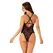 Obsessive Vanessme Lace Bodysuit Black & Burgundy S/M Adjustable Fit
