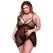 Baci Lingerie Queen Size Strappy Lace & Mesh Babydoll Set Black