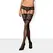 Obsessive Letica Black S/M - Decorative Mesh Stockings with Floral Lace