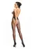 MissO P615 Fishnet Tights with Vertical Stripes, Black S/M